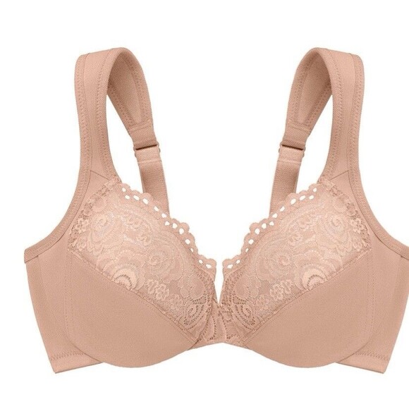 Glamorise 46DD Bra “Cafe” Tan Low Cut Wonder Wire Back Closure Style 1240 - Picture 1 of 4